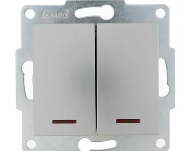 фото Механизм выключателя 2-кл. 1п СП Karina 10А IP20 с подсветкой мат. серебр. LEZARD 707-4388-112