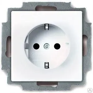 Фото №0 ABB Basic55/альп.бел. мех. Розетка 2Р+Е, с крышкой (2018-0-0350) /уп.10шт/