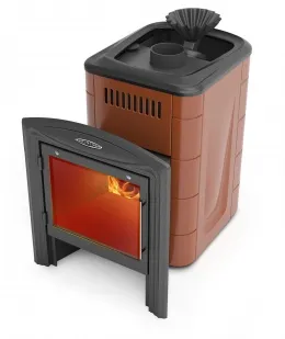 фото Банная печь ТМФ Гейзер Мини 2016 Inox Витра ЗК ТО терракота
