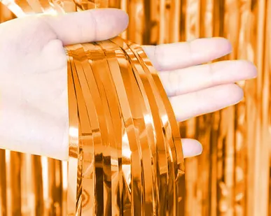 фото Занавес Дождик Бронза (оранжевый), Металлик, 100*200 см,