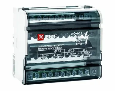 фото Шина нулевая на DIN-рейку в корпусе EKF 4х11 групп