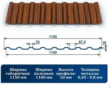 фото Профнастил С-20 с полимерным покрытием натуральное дерево