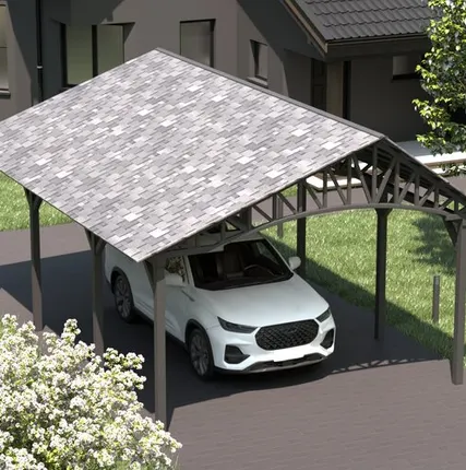 Фото №0 Двускатный навес №20 из гибкой черепицы 4,5х6,25 м