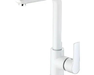 фото смеситель для кухни ARGOtech OLIMP однорычажный латунь хром/белый