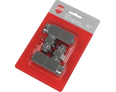 фото Набор дизайн-вентилей Royal Thermo CUBE, угловой (хром) 1/2"