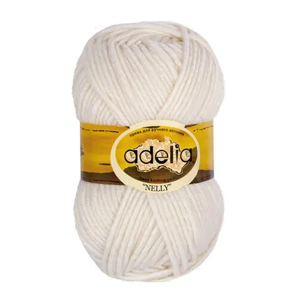 Фото №0 Пряжа ADELIA "NELLY" 70% шерсть, 30% акрил 100 г 100 м №01 БЕЛЫЙ