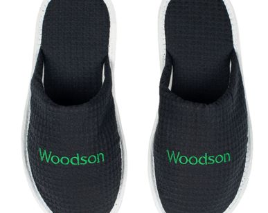 фото Тапочки WoodSon вафельные с закрытым мысом (чёрные, р. 43-46)