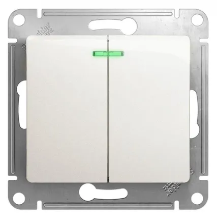 Фото №0 Механизм выключателя 2-кл. СП Glossa 10А IP20 (сх. 5а) 10AX с подсветкой перламутр SchE GSL000653