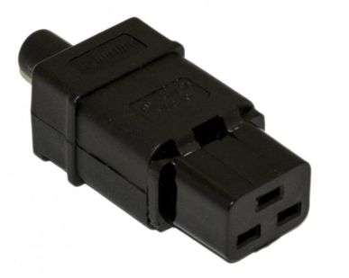 фото Разъем CON-IEC320C19 прямой IEC 60320 C19 220В 16А на кабель контакты на винтах (плоск. контакты внутри разъема) Hyperline 54434