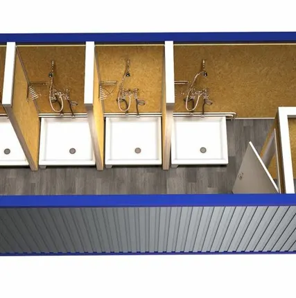 Фото №0 Бытовка сантехническая с тамбуром и душевыми кабинками модель: ВМ-БТ13