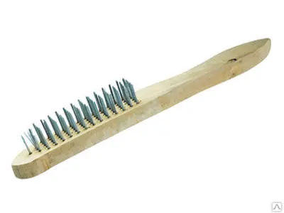 Фото №0 Ручная щетка 4-х рядная нержавеющая стальная проволока (деревянная ручка)