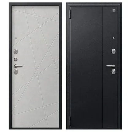 Фото №0 Дверь входная А-03 (Центурион) металл/МДФ, Черный сатин/Бетон светлый 2050х860мм, ЛЕВАЯ (2025)