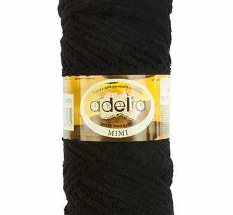 фото Пряжа ADELIA "MIMI" 100% полиэстер 100 г 80 м №01 ЧЕРНЫЙ
