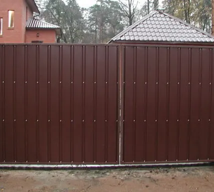 Фото №0 Раздвижные ворота из профнастила