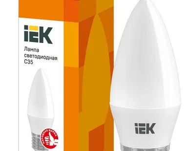 фото Лампа светодиодная ECO С35 свечеобразная 5Вт 230В E27 3000К теплый белый IEK