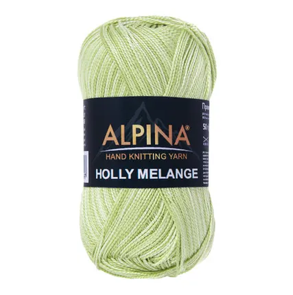 Фото №0 Пряжа ALPINA "HOLLY MELANGE" 100% мерсеризованный хлопок 50 г 200 м №10 бежевый/т.бежевый