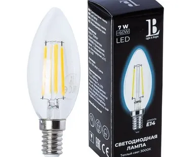 фото Светодиодная лампа L&B 7W 600Lm 3000K E14 E14-7W-WW-candle filament