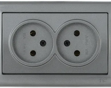 фото РС20-1-0-БА Розетка 2-ая без з/к 10А BOLERO антрацит IEK