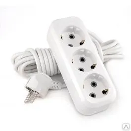 Фото №0 Удлинитель сетевой 2метра, 3гнезда с заземлением ПВС 3*1 16А У3-Е-02 LUX