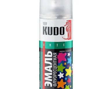 фото Эмаль аэрозольная флуоресцентная KU-1206 оранжево-красная KUDO 0,52л