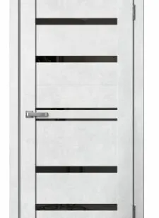 фото Дверь межкомнатная В1 (Barn) черное стекло, ПВХ, Бетон светлый 2000х800мм