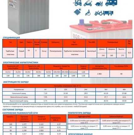 Фото №1 Аккумулятор тяговый NBA POWER PLUS (6V / 265Ah)