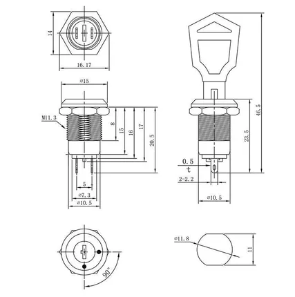 Фото №4 Выключатель ключ d12 250В 0.5А (2с) ON-OFF Rexant 36-4470