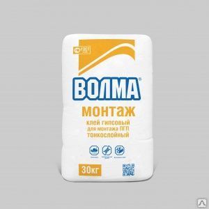 фото «ВОЛМА-МОНТАЖ» ГИПСОВЫЙ КЛЕЙ ДЛЯ МОНТАЖА ПГП, ГКЛ, ГВЛ, 30 кг.