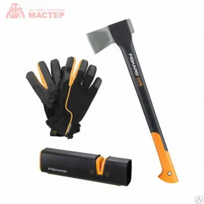 Фото №0 Топор FISKARS колун Х 17 + точилка+перчатки