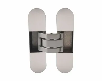 фото Петля скрытая OTLAV, 3D, универсальная, с 4 накладками, 120x30 мм, 60 кг, корпус без покрытия шарнирная часть серебро матовое