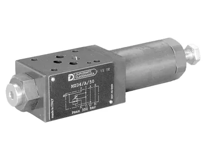 Фото №0 MZD3/RP/50 - Редукционный клапан трехлинейный прямого действия модульного исполнения CETOP 03, давление регулировки от 10 до 70Бар, расход 50л/мин, снижение давления в магистрали P с размещением регулятора на стороне A