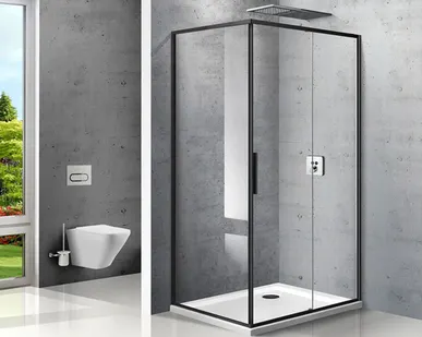 фото Vincea Slim душевой уголок VSR-2SL9012CLB-L 120х90 черный, стекло прозрачное