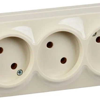 Фото №0 Розетка 3-м ОП GLORY РС23-2-ХК 10А без заземл. крем. IEK ERH30-K33-10