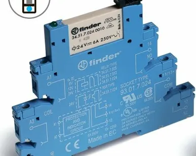 фото Finder Интерфейсный модуль, электромеханическое реле; 1CO 6A; контакты AgNi+Au; питание 125В AC/DC; подавление утечки тока; категория защиты IP20; винтовые клеммы