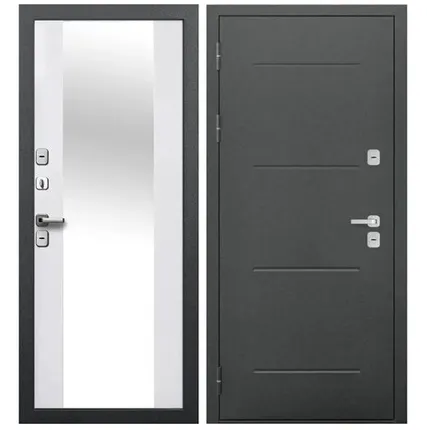 Фото №0 Дверь входная с терморазрывом Isoterma (Ferroni) металл/МДФ с зеркалом, Антик серебро/Эмалит белый 2050х860мм, ЛЕВАЯ