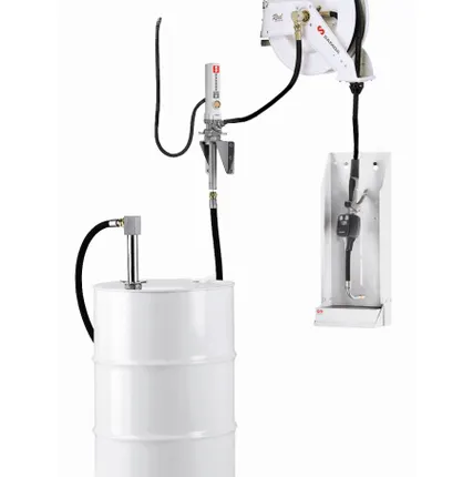 Фото №0 Настенный комплект для раздачи масла с насосом PM 2, катушкой, счетчиком и каплеул. для бочек 205 л
