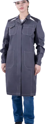 Фото №0 Халат ТУРБО SAFETY летний, серый-т.серый, женский