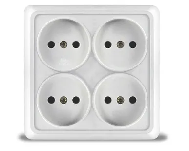 фото Розетка 4-м ОП Олимп без заземл. квадрат бел. UNIVersal 1164