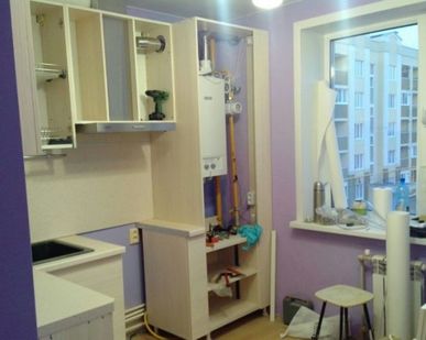 фото Кухонный гарнитур с газовым котлом К-2