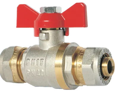 фото Кран шаровый под мет./пласт. трубу 16*16 ц/ц бант