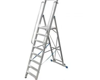 фото Стремянка на роликах. большая площадка, поручень, 12 ступеней РВ 4,80 м