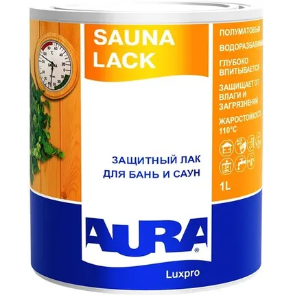 Фото №0 Лак AURA Лак для отделки саун AURA Sauna Lack 1 л полуматовый