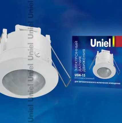 Фото №0 датчик движения USN-15-360R-1200W-3LUX-6M-0,6-1,5m/s-WH Датчик движения. Картонная упаковка