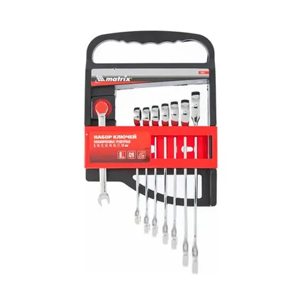 Фото №0 Набор ключей комбинированных, трещеточных 8-19 мм, 8 шт., Matrix, 1 шт