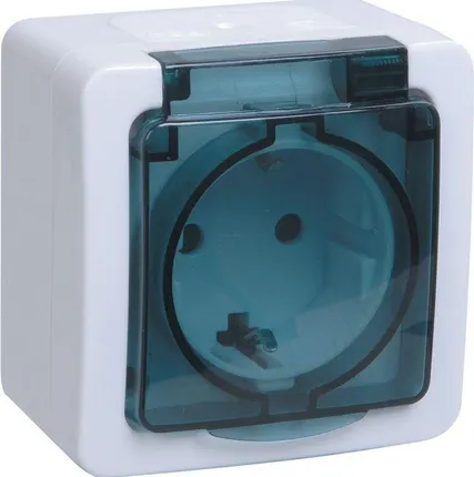 Фото №0 Розетка 1-м ОП Гермес Plus РСб20-3-ГПБд с защ. крышкой с заземл. IP54 ИЭК ERMP12-K03-16-54-EC