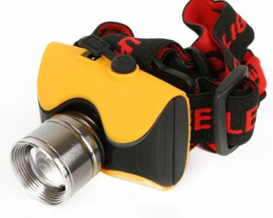 фото Фонарь аккумуляторный налобный E157 CREE 3Вт фокус 2 режима 220В пластик. желт. (бокс) Ultraflash 12351