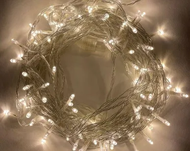 фото Гирлянда светодиодная "Нить" 10м 96LED 24В IP44 тепл. свет ( без трансформатора  Б0041911) ЭРА Б0041905