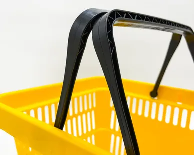 фото Корзина покупательская пластиковая 20л, цвет - желтый, 2 ручки