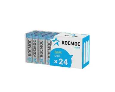 фото Элемент питания алкалиновый LR03 пласт. бокс (уп.24шт) Космос KOCLR03_24BOX