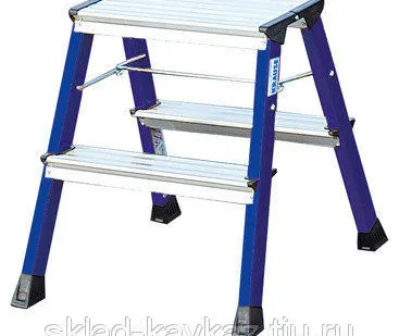 фото Лестница двухсторонняя складная, синяя KRAUSE ROLLY 130082